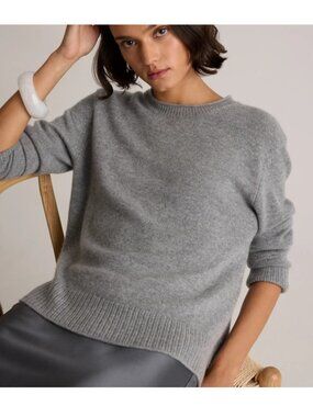 Quince 100% Cashmere Crew Sweater in Gray